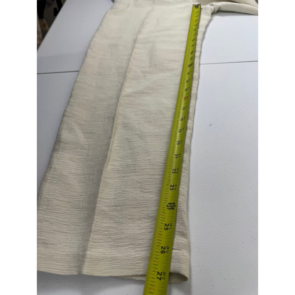 Eileen Fisher Petite Textured Organic Linen Pants Ivory side zipper Wide Leg PS - Picture 6 of 8
